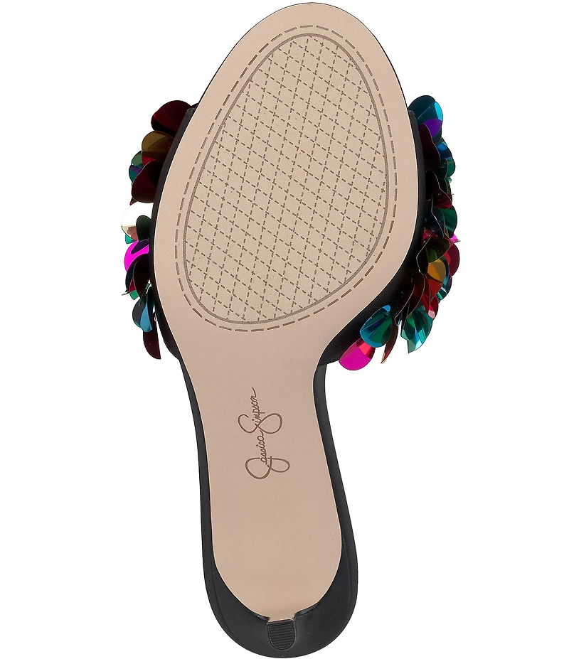 Jessica Simpson Palora Satin Sequin Dress Slide Sandals