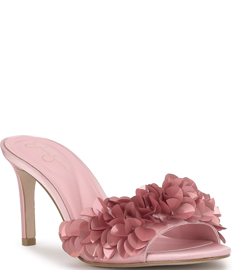 Jessica Simpson Palora Satin Sequin Dress Slide Sandals