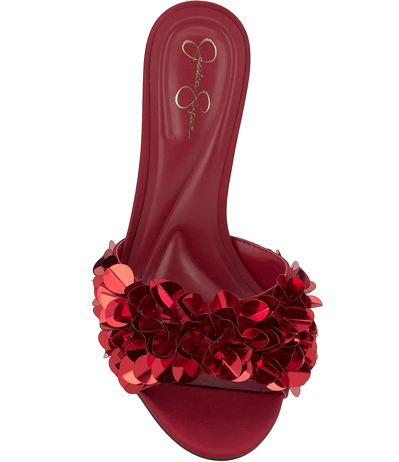 Jessica Simpson Palora Satin Sequin Dress Slide Sandals