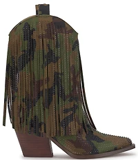 Jessica Simpson Paredisa Camouflage Rhinestone Fringe Western Booties