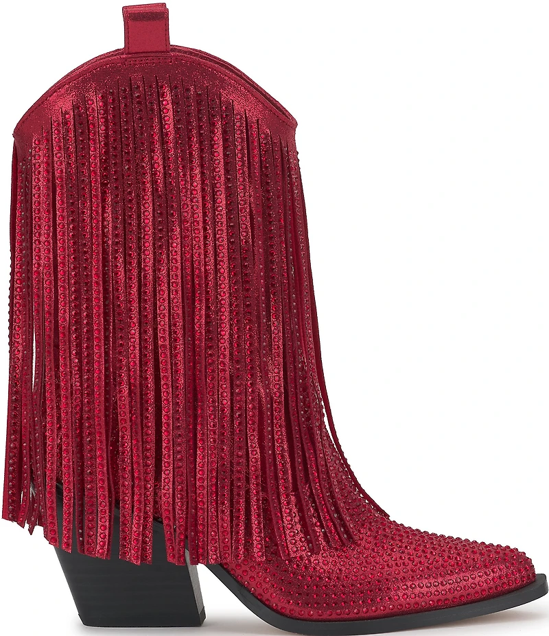 Jessica Simpson Paredisa Metallic Rhinestone Fringe Western Booties