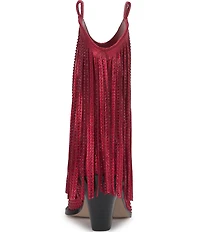 Jessica Simpson Paredisa Metallic Rhinestone Fringe Western Booties