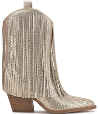 Jessica Simpson Paredisa Metallic Rhinestone Fringe Western Booties