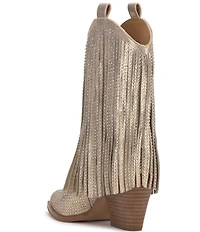 Jessica Simpson Paredisa Metallic Rhinestone Fringe Western Booties