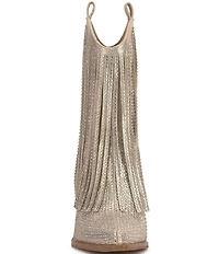 Jessica Simpson Paredisa Metallic Rhinestone Fringe Western Booties