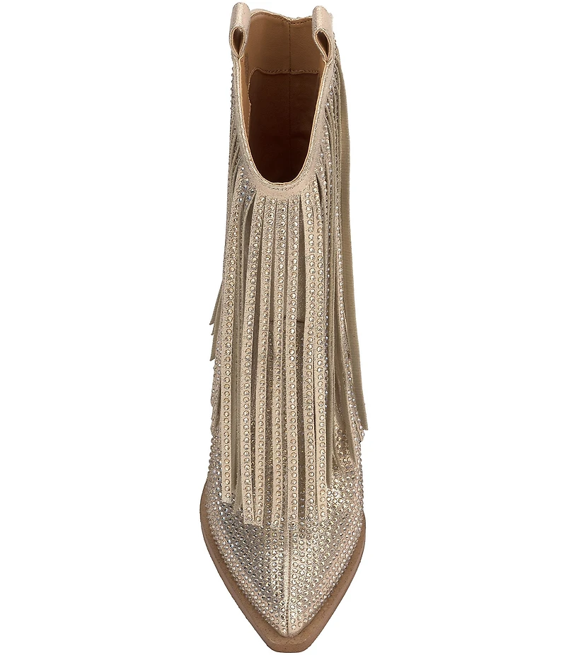 Jessica Simpson Paredisa Metallic Rhinestone Fringe Western Booties