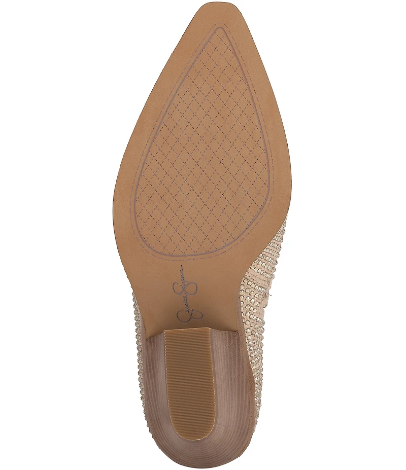 Jessica Simpson Paredisa Metallic Rhinestone Fringe Western Booties
