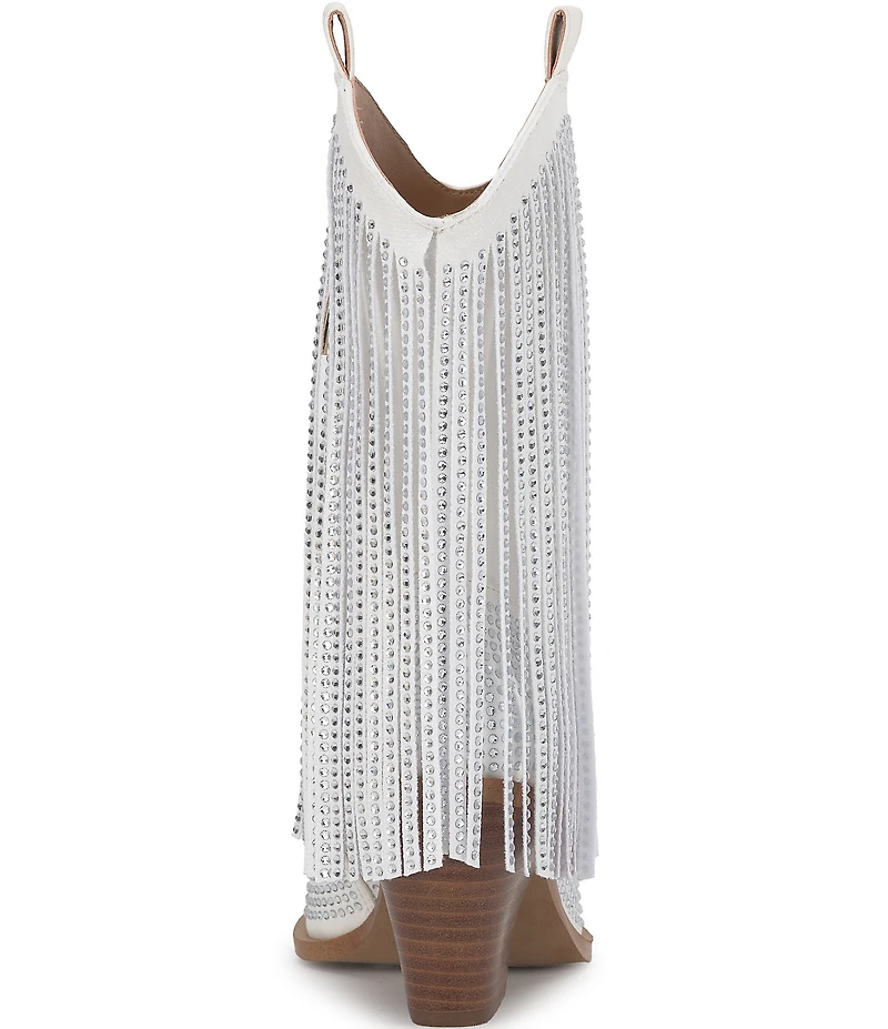 Jessica Simpson Paredisa Metallic Rhinestone Fringe Western Booties