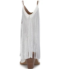 Jessica Simpson Paredisa Metallic Rhinestone Fringe Western Booties
