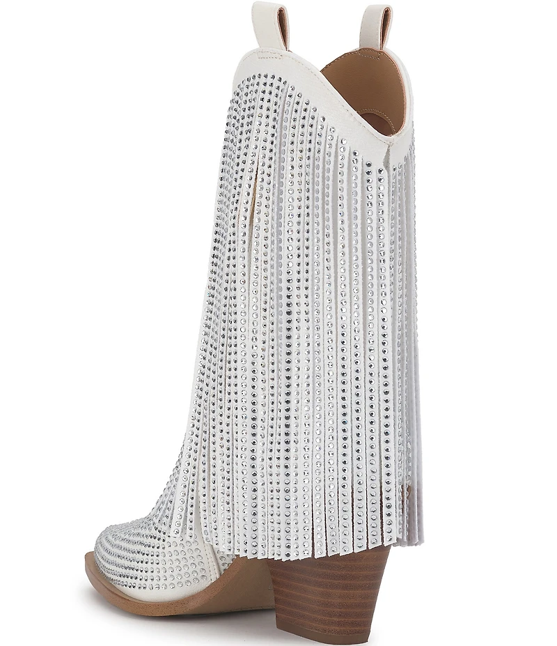 Jessica Simpson Paredisa Metallic Rhinestone Fringe Western Booties