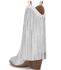 Jessica Simpson Paredisa Metallic Rhinestone Fringe Western Booties