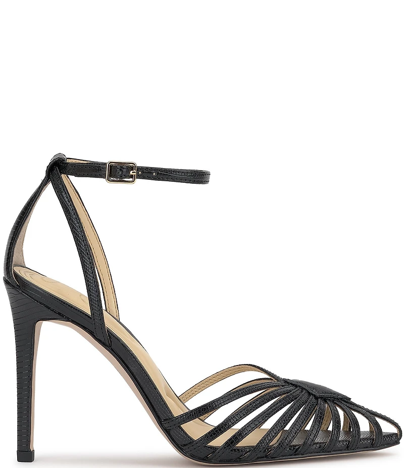 Jessica Simpson Paveri Lizard Embossed Strappy Caged Ankle Strap Pumps