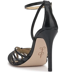Jessica Simpson Paveri Lizard Embossed Strappy Caged Ankle Strap Pumps