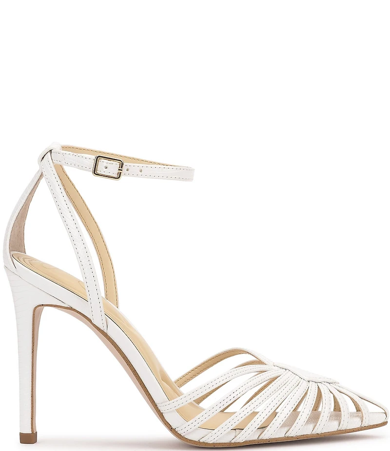 Jessica Simpson Paveri Lizard Embossed Strappy Caged Ankle Strap Pumps