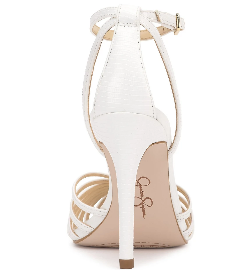 Jessica Simpson Paveri Lizard Embossed Strappy Caged Ankle Strap Pumps