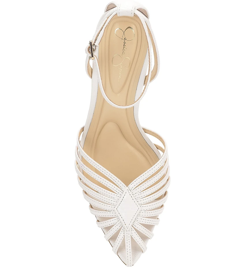 Jessica Simpson Paveri Lizard Embossed Strappy Caged Ankle Strap Pumps