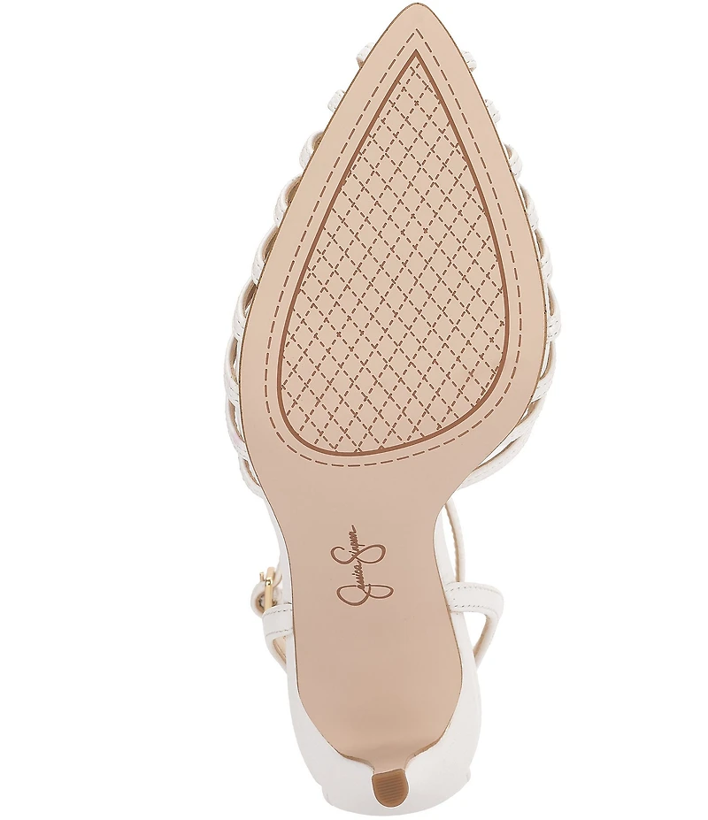 Jessica Simpson Paveri Lizard Embossed Strappy Caged Ankle Strap Pumps