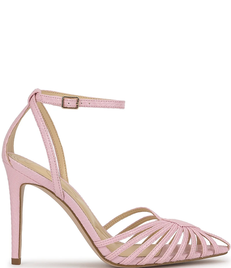 Jessica Simpson Paveri Lizard Embossed Strappy Caged Ankle Strap Pumps