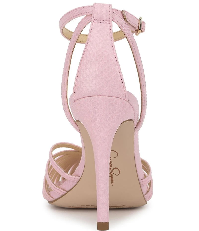 Jessica Simpson Paveri Lizard Embossed Strappy Caged Ankle Strap Pumps