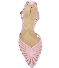 Jessica Simpson Paveri Lizard Embossed Strappy Caged Ankle Strap Pumps