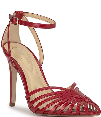 Jessica Simpson Paveri Patent Strappy Caged Ankle Strap Pumps