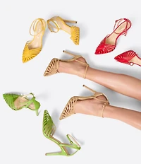 Jessica Simpson Paveri Patent Strappy Caged Ankle Strap Pumps