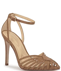 Jessica Simpson Paveri Raffia Strappy Caged Ankle Strap Pumps