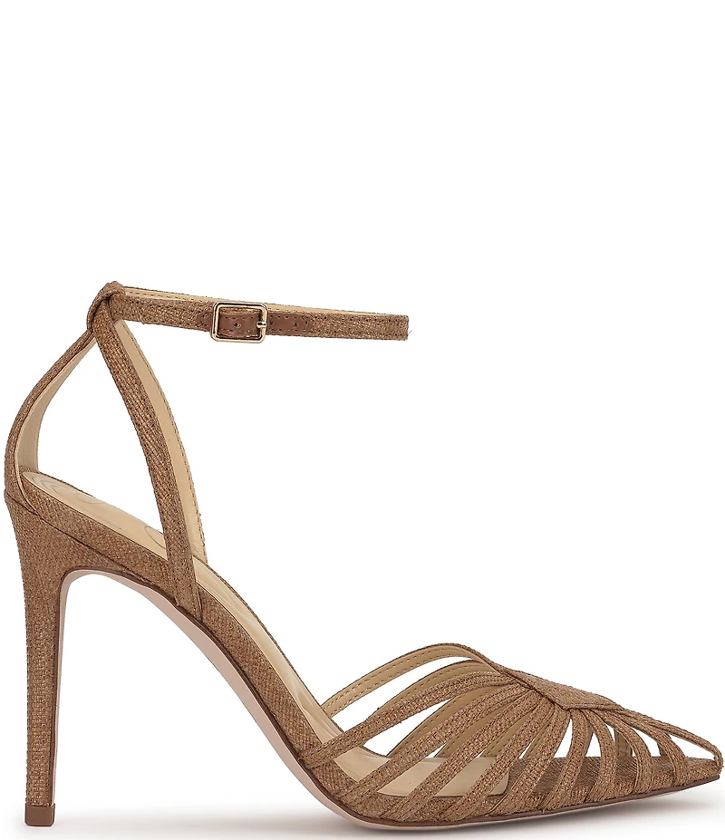 Jessica Simpson Paveri Raffia Strappy Caged Ankle Strap Pumps