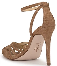 Jessica Simpson Paveri Raffia Strappy Caged Ankle Strap Pumps