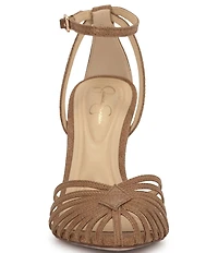 Jessica Simpson Paveri Raffia Strappy Caged Ankle Strap Pumps