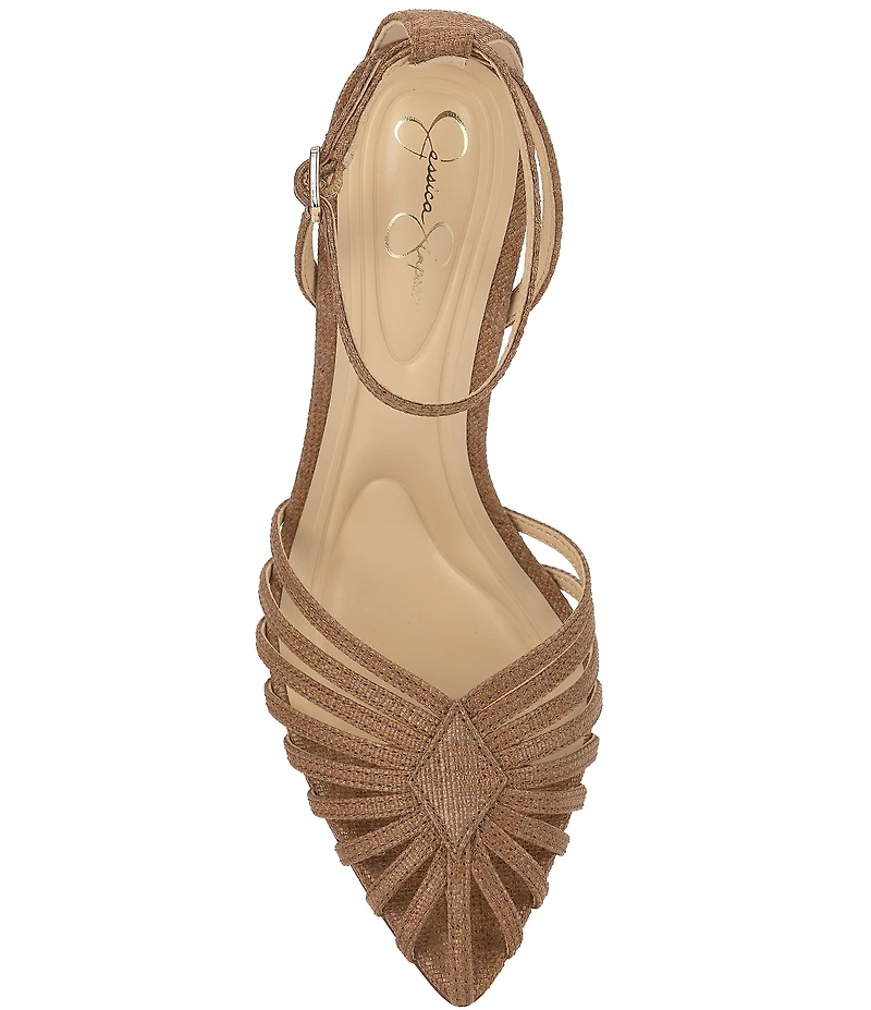 Jessica Simpson Paveri Raffia Strappy Caged Ankle Strap Pumps