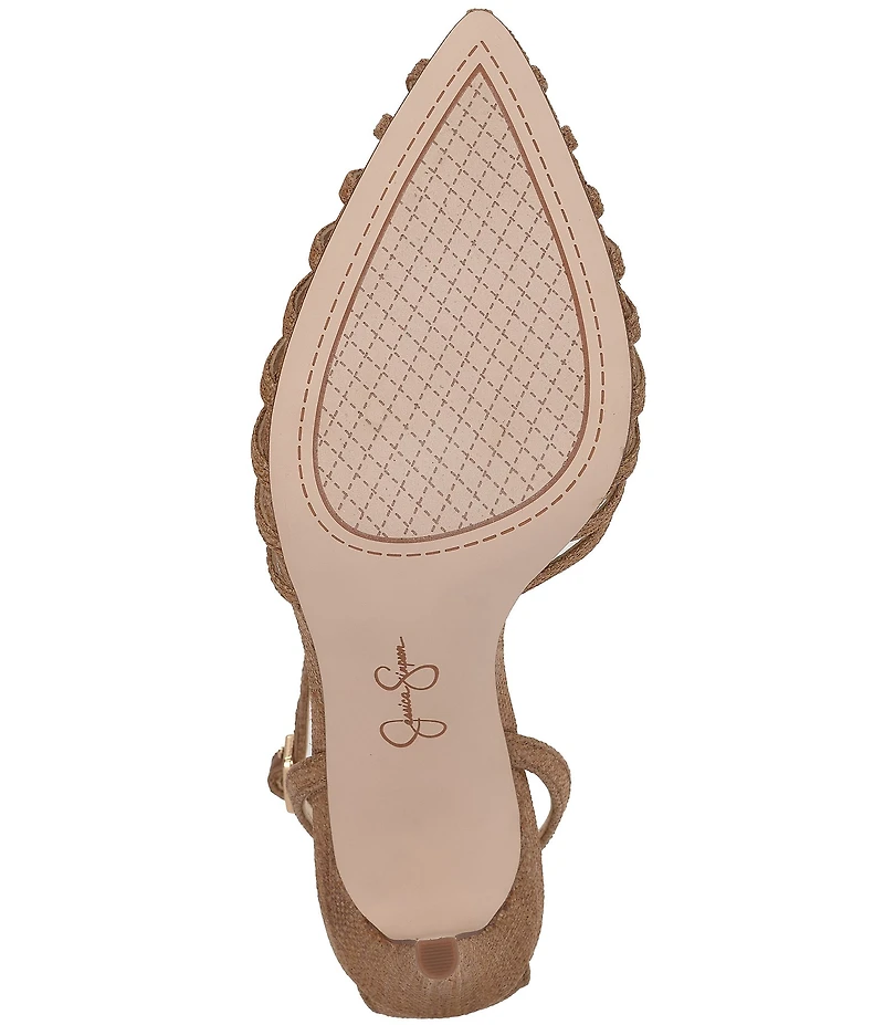 Jessica Simpson Paveri Raffia Strappy Caged Ankle Strap Pumps