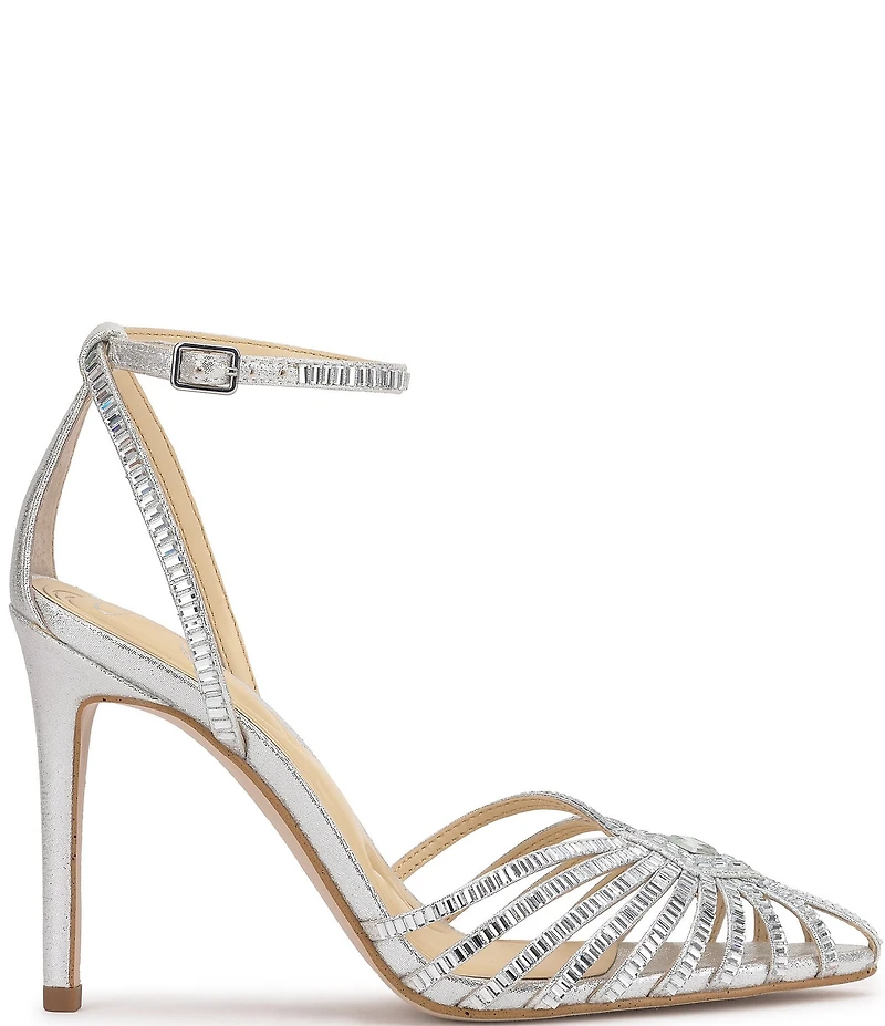 Jessica Simpson Paveri Strappy Rhinestone Embellished Caged Dress Pumps