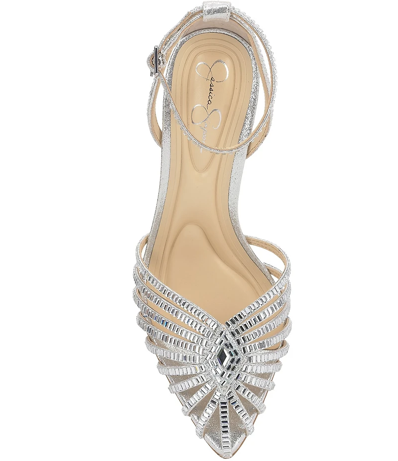 Jessica Simpson Paveri Strappy Rhinestone Embellished Caged Dress Pumps