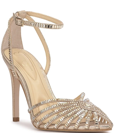 Jessica Simpson Paveri Strappy Rhinestone Embellished Caged Dress Pumps