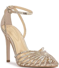 Jessica Simpson Paveri Strappy Rhinestone Embellished Caged Dress Pumps