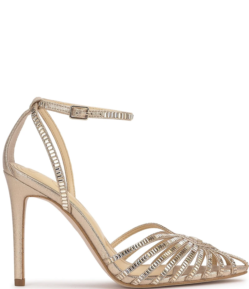 Jessica Simpson Paveri Strappy Rhinestone Embellished Caged Dress Pumps