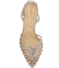 Jessica Simpson Paveri Strappy Rhinestone Embellished Caged Dress Pumps