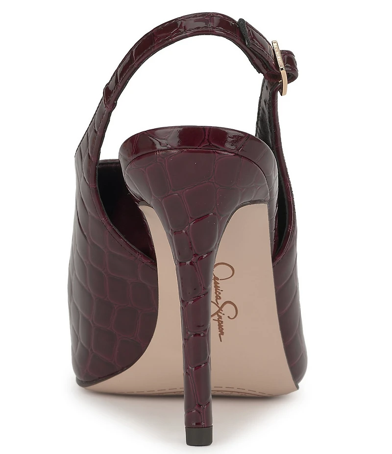 Jessica Simpson Pavie Croc Embossed Pointed Toe Heels