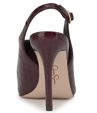 Jessica Simpson Pavie Croc Embossed Pointed Toe Heels