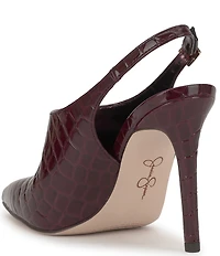 Jessica Simpson Pavie Croc Embossed Pointed Toe Heels