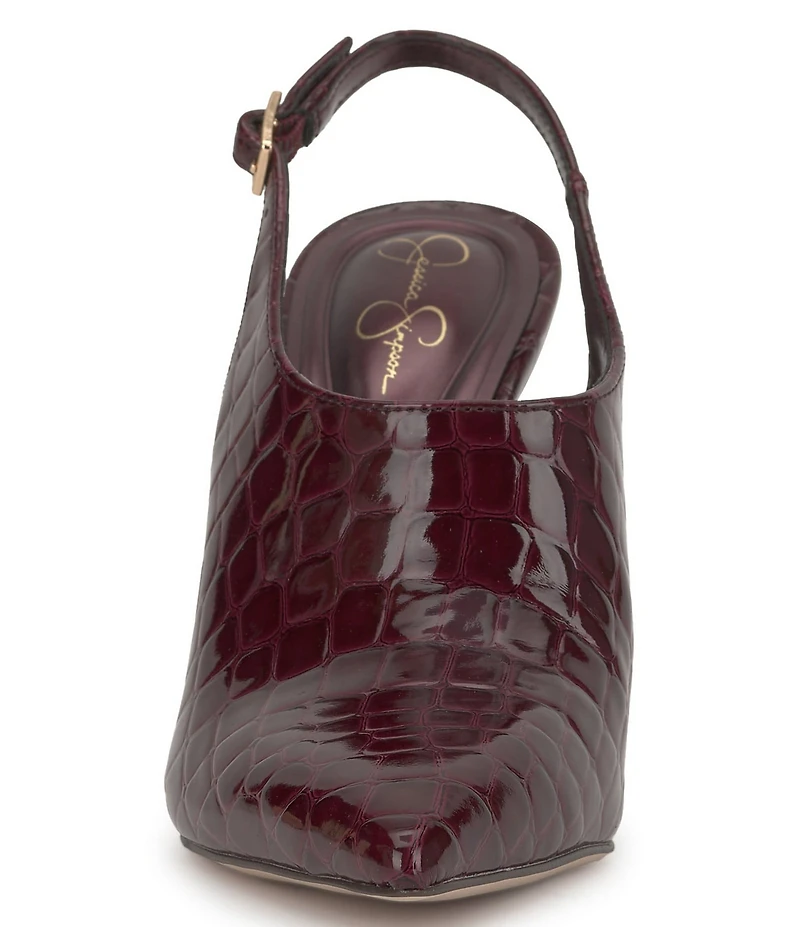Jessica Simpson Pavie Croc Embossed Pointed Toe Heels