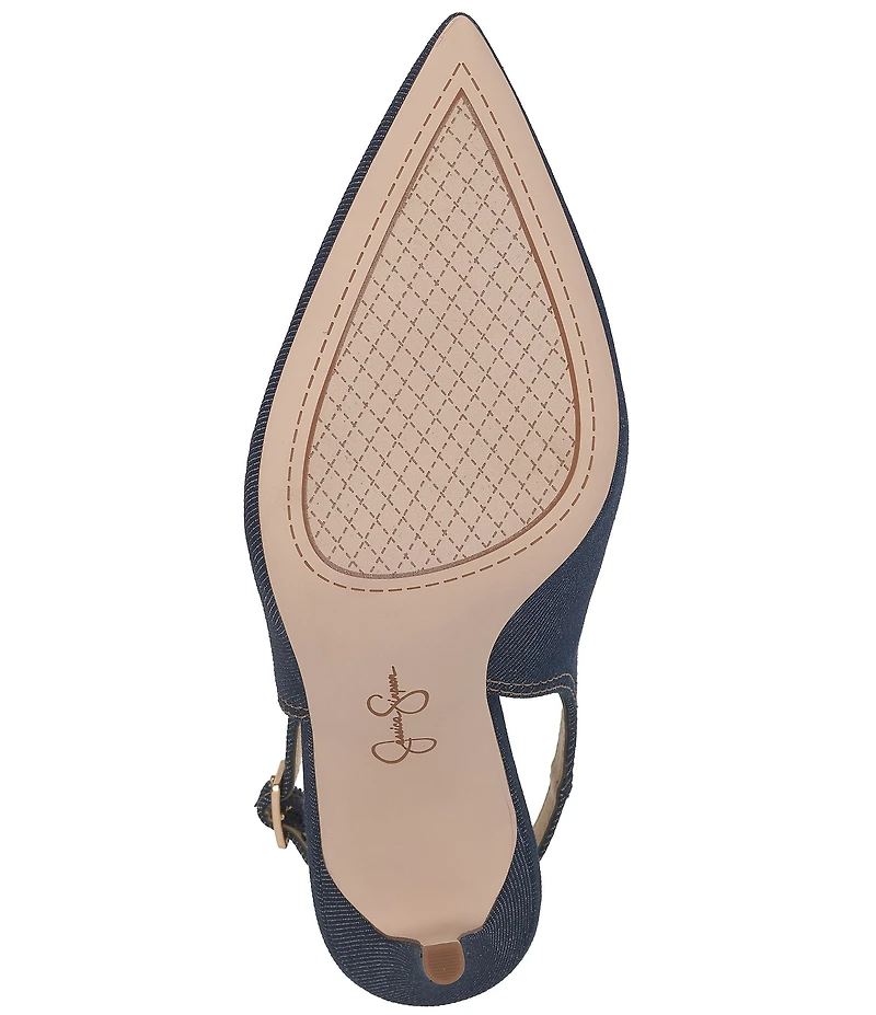 Jessica Simpson Pavie Denim Pointed Toe Stiletto Mules