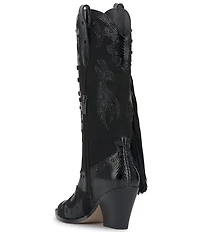 Jessica Simpson Piarin Snake Embossed Stud Fringe Western Boots