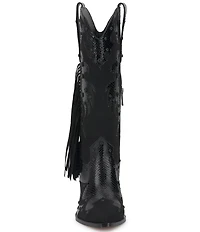 Jessica Simpson Piarin Snake Embossed Stud Fringe Western Boots