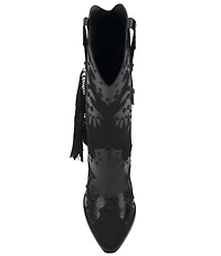 Jessica Simpson Piarin Snake Embossed Stud Fringe Western Boots