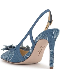 Jessica Simpson Pilitia Denim 3-D Flower Embellished Slingback Pumps