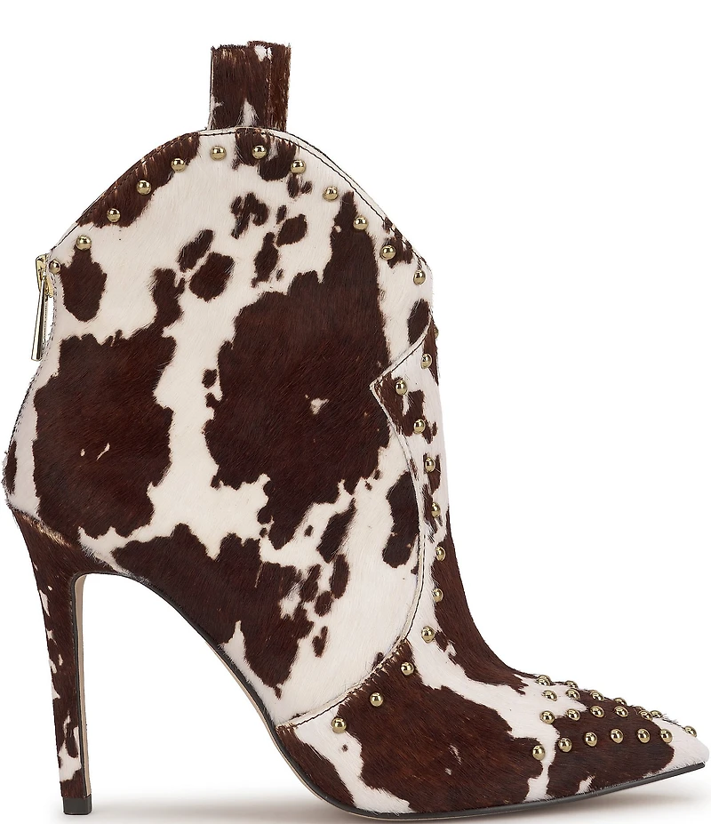 Jessica Simpson Pixillez Cow Print Haircalf Stiletto Studded Booties