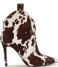 Jessica Simpson Pixillez Cow Print Haircalf Stiletto Studded Booties