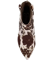 Jessica Simpson Pixillez Cow Print Haircalf Stiletto Studded Booties